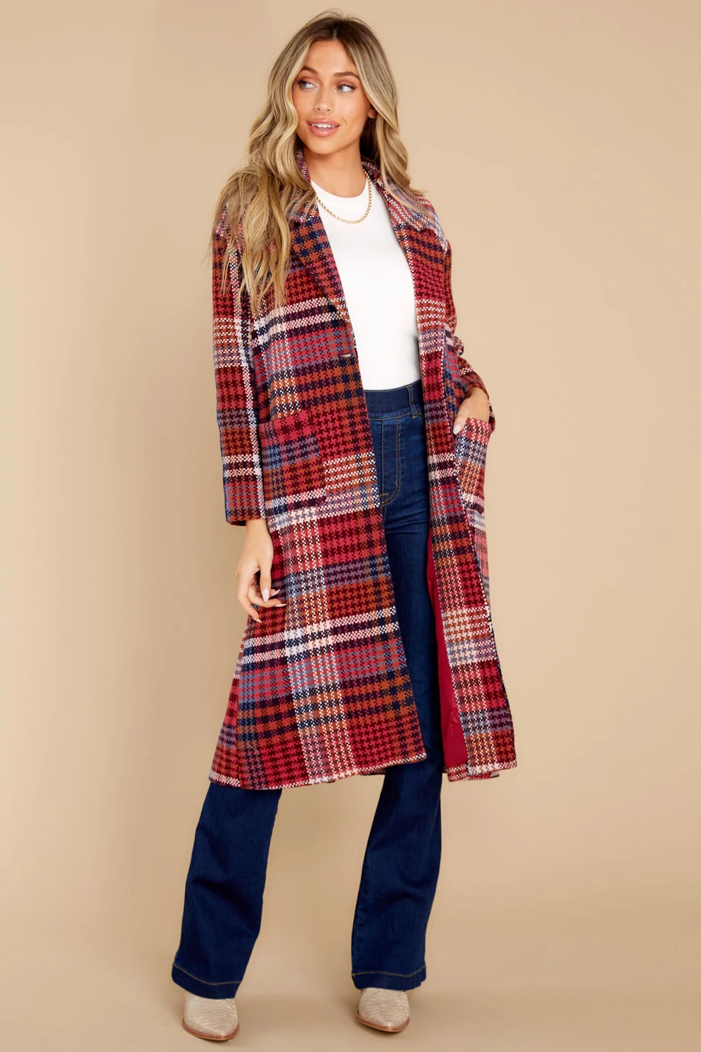 Ready For Change Berry Pink Plaid Coat | Red Dress 