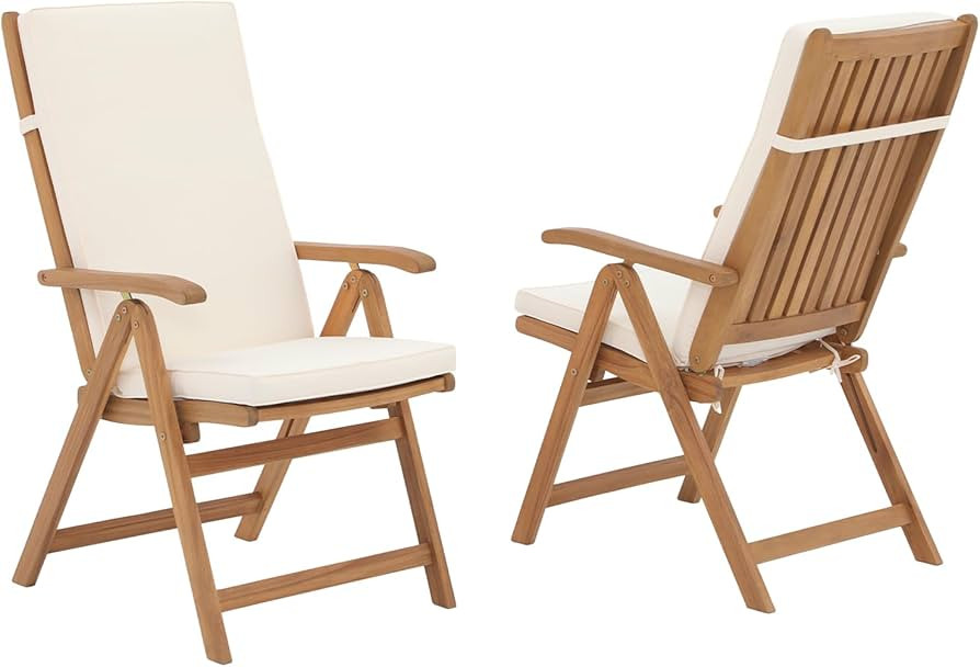 OC Orange-Casual Folding Patio Dining Chair Set of 2, Outdoor Acacia Wooden Reclining Chair w/Arm... | Amazon (US)