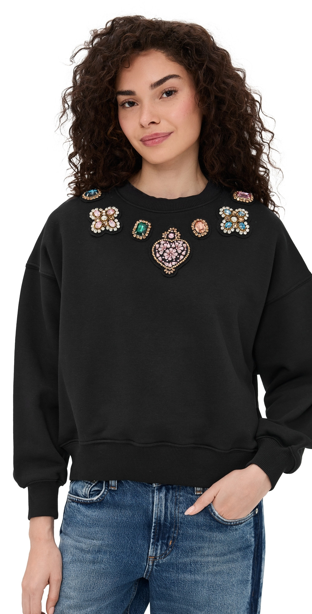 Cinq à Sept Baroque Patches Brandy Pullover Black multi M | Shopbop