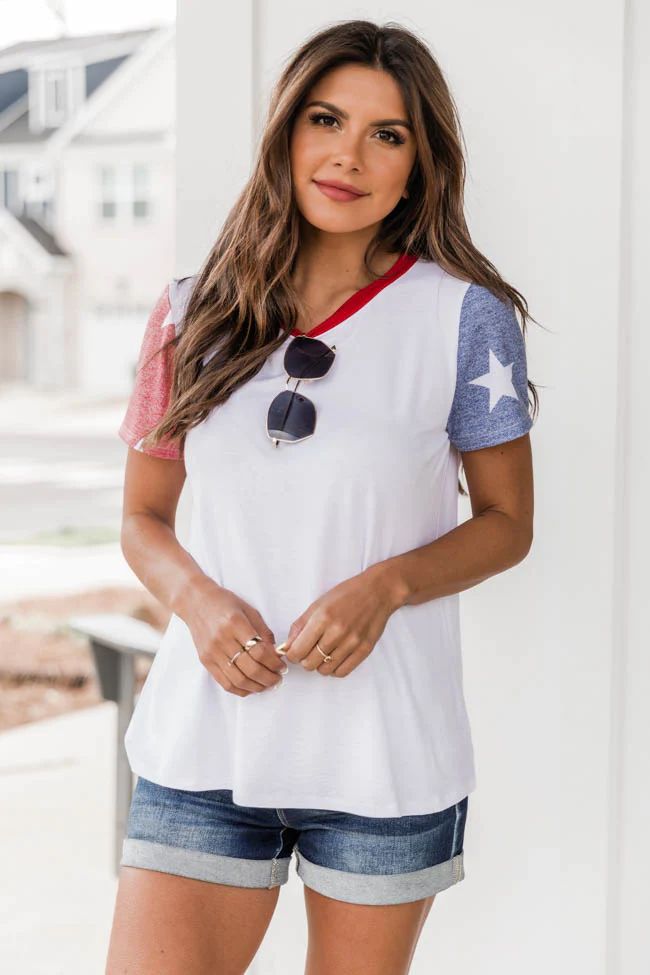 Maybe Another Time Star Sleeve White Blouse FINAL SALE | The Pink Lily Boutique