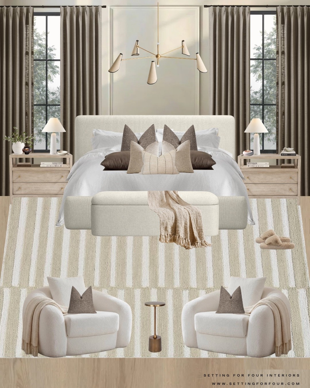 Stylish and cozy primary bedroom design and decor ideas!
Neutral aesthetic, upholstered bed, charging nightstands, bedroom rug, arch mirror, curtains, pillows, Loloi rug, earthy, beige, black, marble, wood, stone, organic modern, transitional, minimalist, Amazon home, Pottery Barn, Crate & Barrel, Restoration Hardware style, Nancy Meyers style,

#LTKhome #LTKsale #LTKstyletip