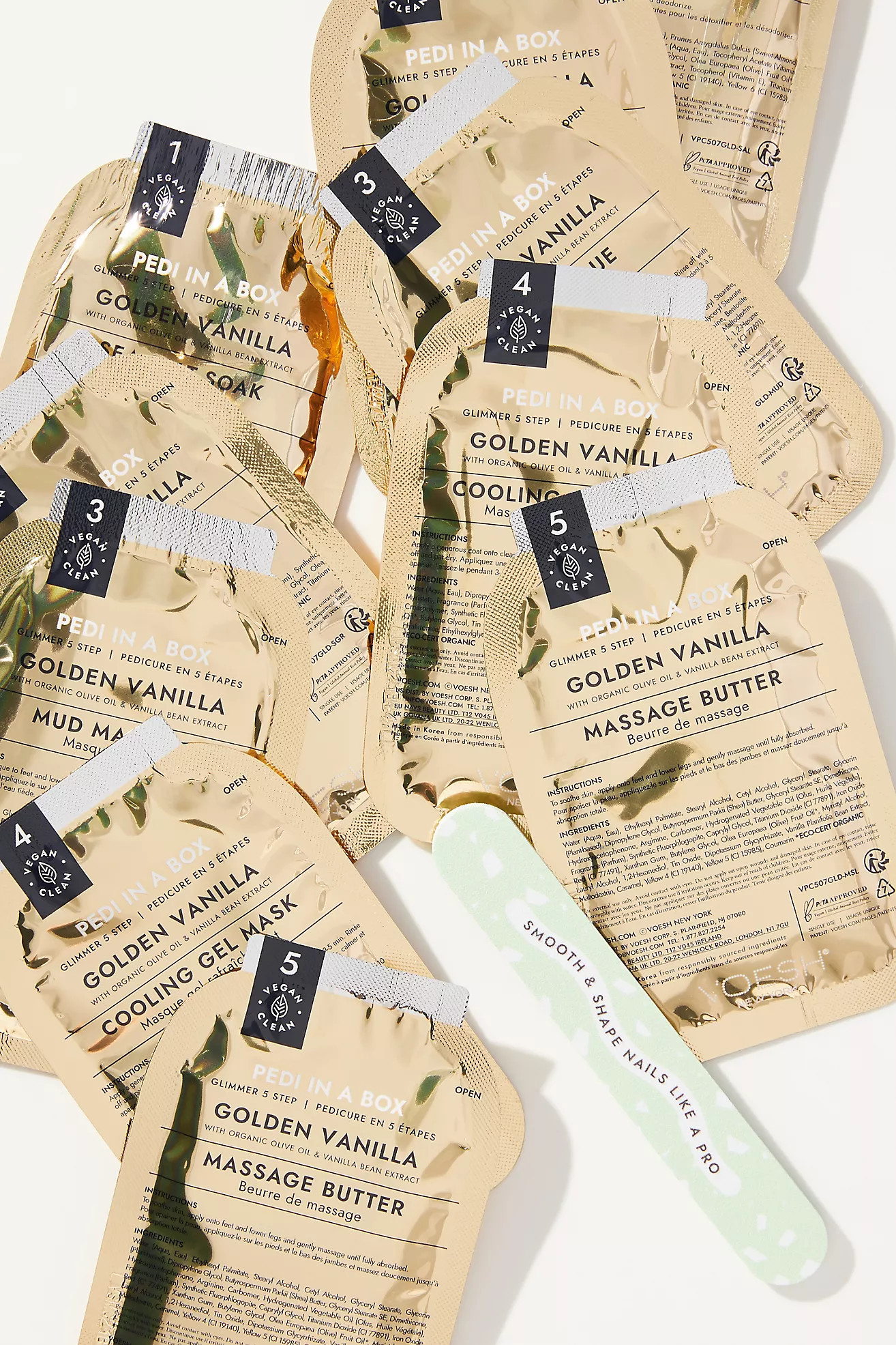 VOESH Pedi In A Box Glimmer 5-Step Golden Vanilla Duo Gift Set | Anthropologie (US)