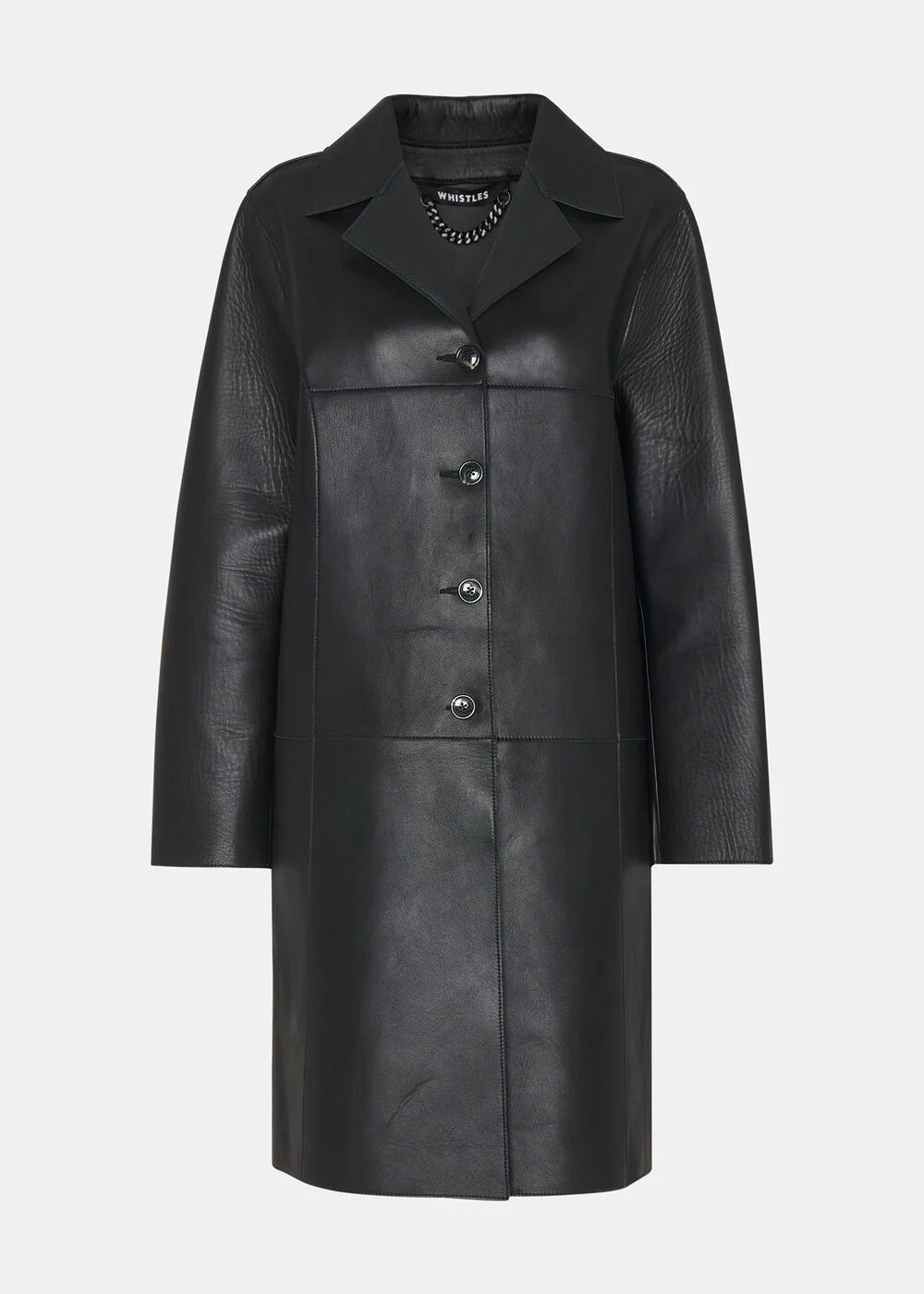 Black Gemma Bonded Leather Coat | WHISTLES | Whistles UK | | Whistles