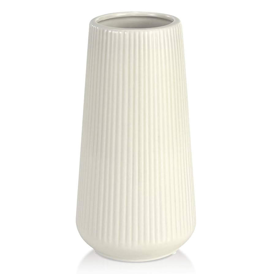 Beige Ceramic Vase, GUKJOB Cute Flower Vase for Pampas Grass, Home, Living Room, Dining Table, Fa... | Amazon (US)