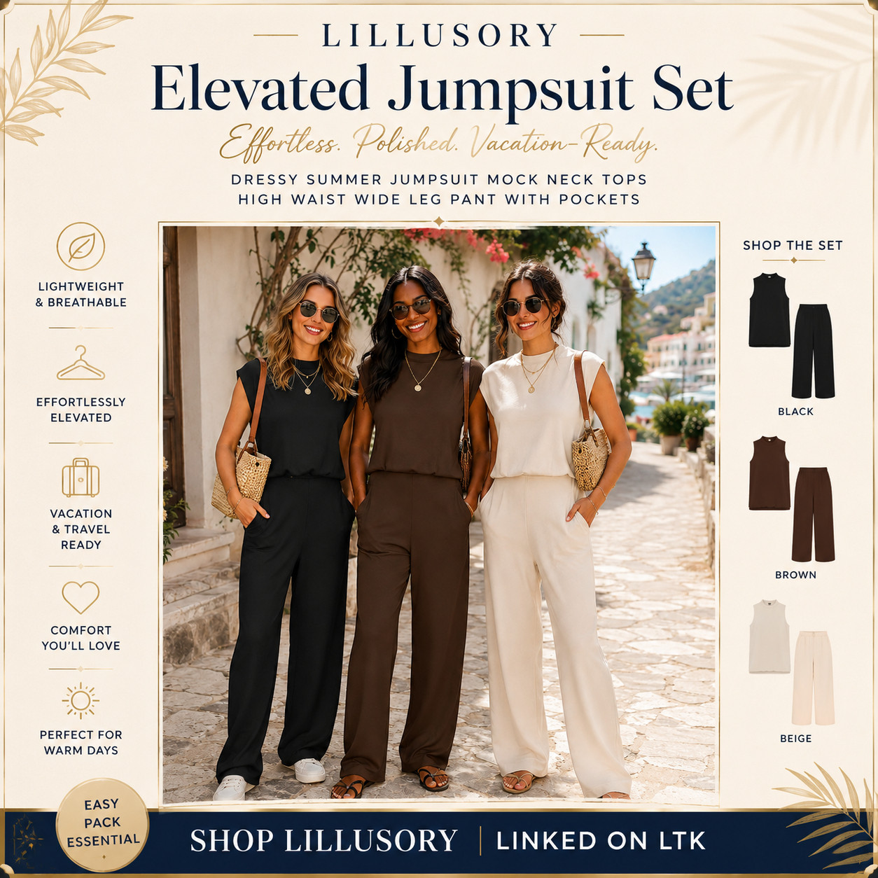 LILLUSORY Summer Chic | Mock Neck Tops & High Waisted Wide Leg Pant Jumpsuits with Pockets (!!)

Elevated jumpsuit sets that make summer outfits feel polished, comfortable, and instantly vacation-ready ☀️ 

These LILLUSORY jumpsuit sets are such strong Amazon fashion finds if you want an easy outfit that looks dressier than loungewear but still feels relaxed enough to wear all day.

The mock neck top, high-waist wide leg pants, functional pockets, and lightweight breathable feel make this set look so much more expensive than a basic summer outfit.

What I love about these is that they give “effortless but elevated” energy!!

They’re perfect for travel days, vacation dinners, resort outfits, brunch, casual workdays, coffee runs, errands, summer events, and any plan where you want to look put together without overthinking the outfit.

The color options make this edit feel so luxe — black feels classic, brown feels rich and elevated, and beige gives that clean quiet-luxury vacation vibe.

Style with flat sandals, wedges, white sneakers, gold jewelry, a raffia bag, sunglasses, or a lightweight cardigan for an easy polished look.

This is the kind of set that closes because it solves the full outfit fast: matching, flattering, breathable, pocket-friendly, easy to pack, and wearable from casual plans to dressier moments.

I did the digging for you — if you want an Amazon set that feels comfortable but still looks elevated, these LILLUSORY jumpsuit sets are the ones I’d check before the bestseller colors start moving.

📌 SAVE this for vacation outfits, travel looks, and easy elevated Amazon sets.

↓ Everything is linked!

#LTKActive #LTKSaleAlert #LTKTravel