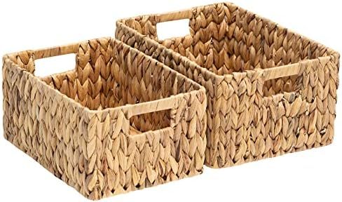 FairyHaus Wicker Baskets 15x11x7", 2 Pack Handmade Big Wicker Storage Basket with Handles, Natural W | Amazon (US)