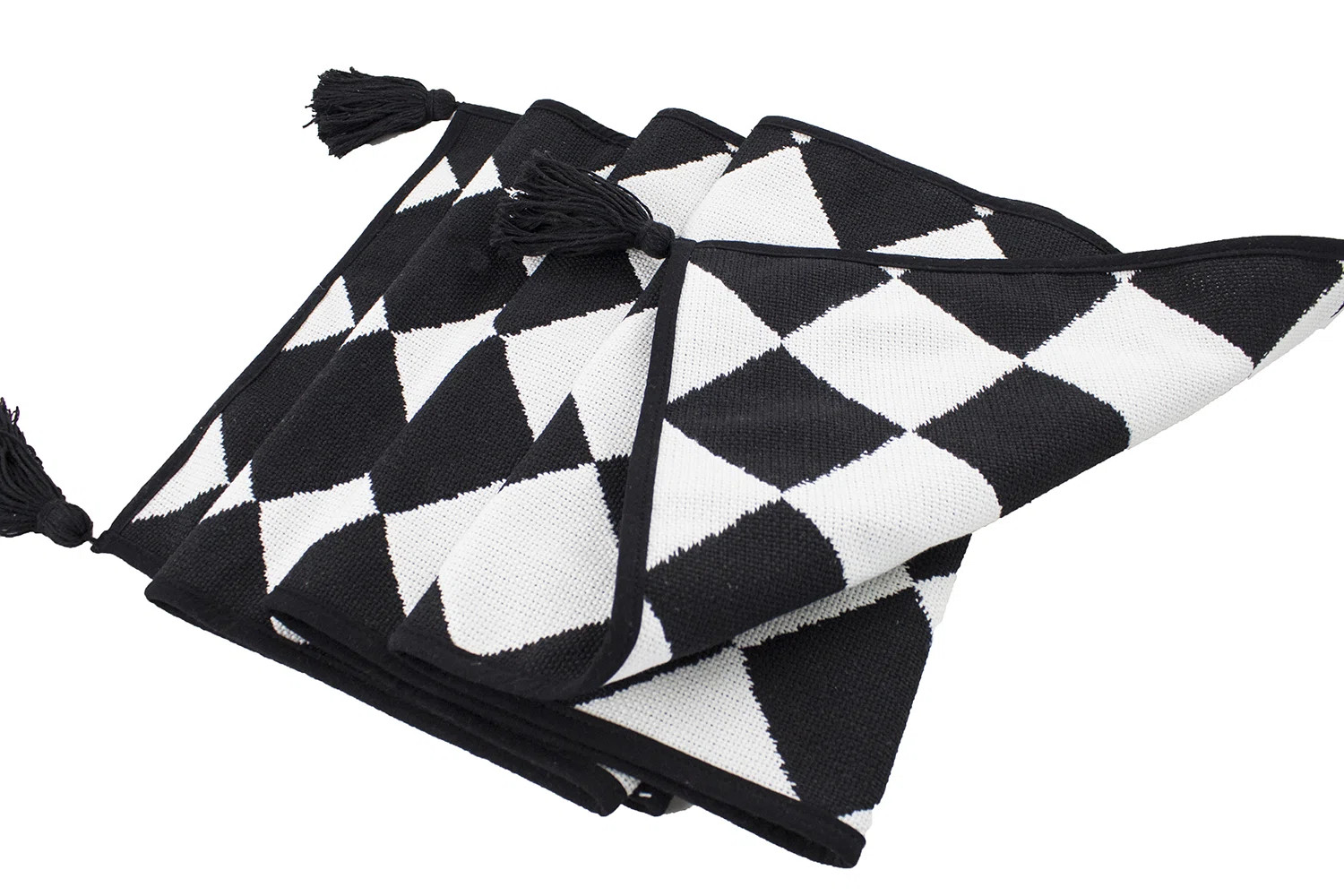 Black & White Checker Cotton Blend Table Runner 14"w X 71"l | Wayfair North America