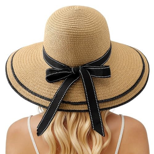 Beach Sun Hats for Women - Wide Brim Beach Hat for Women Foldable Packable Roll up Cap Straw Hat UPF 50+ UV | Amazon (US)