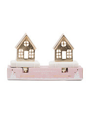 Set Of 2 House Stocking Holders On Marble Base | Marshalls