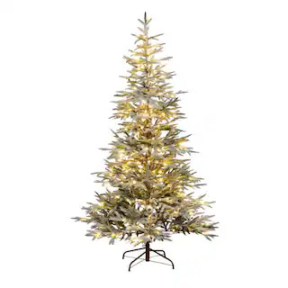 7ft. Pre-Lit Flocked Woodland Fir Artificial Christmas Tree, Warm White LED Lights | Michaels | Michaels Stores