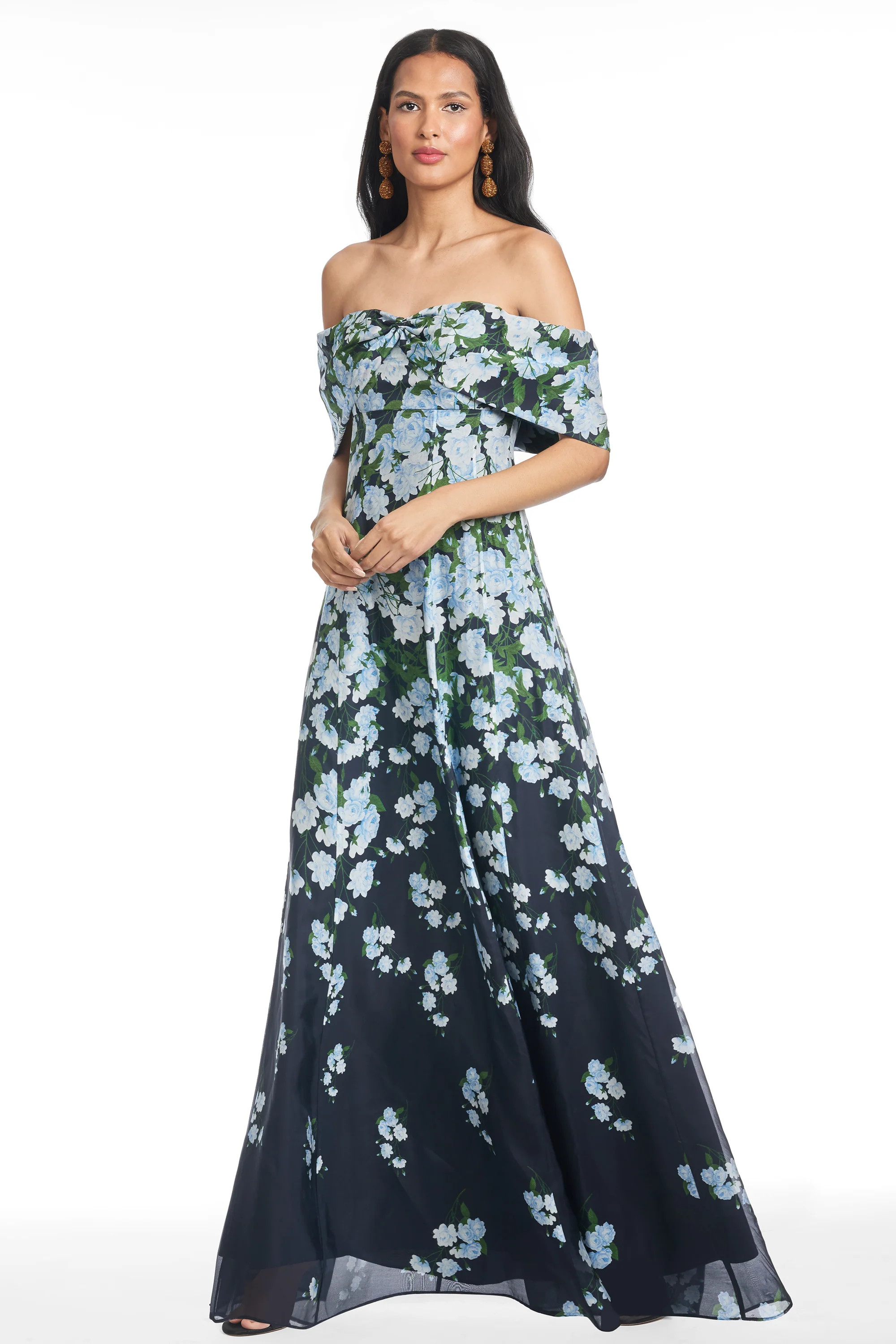 KENNEDY GOWN - NAVY DEGRADE FLORALS | Sachin and Babi