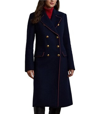 Lauren Ralph Lauren Wool-Blend Double-Breasted Notch Lapel Long Sleeve Button Front Coat | Dillar... | Dillard's