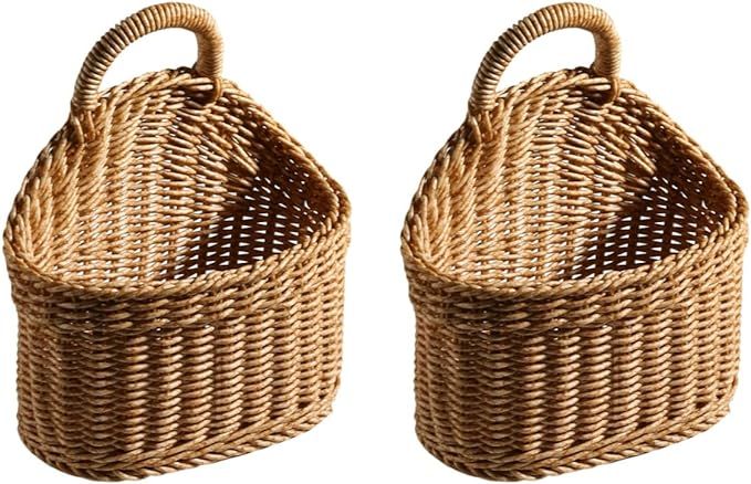 DOITOOL 2Pcs Woven Hanging Basket Wicker Hanging Storage Basket Organizer Wicker Hanging Storage ... | Amazon (US)