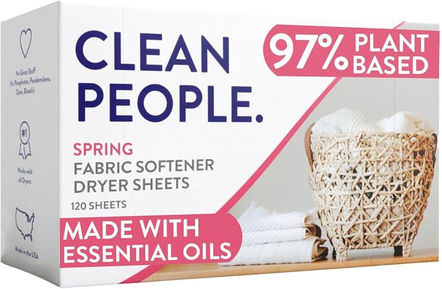 The Clean People Fabric Softener Dryer Sheets - Softens & Removes Static Cling - Vegan - Made wit... | Amazon (US)