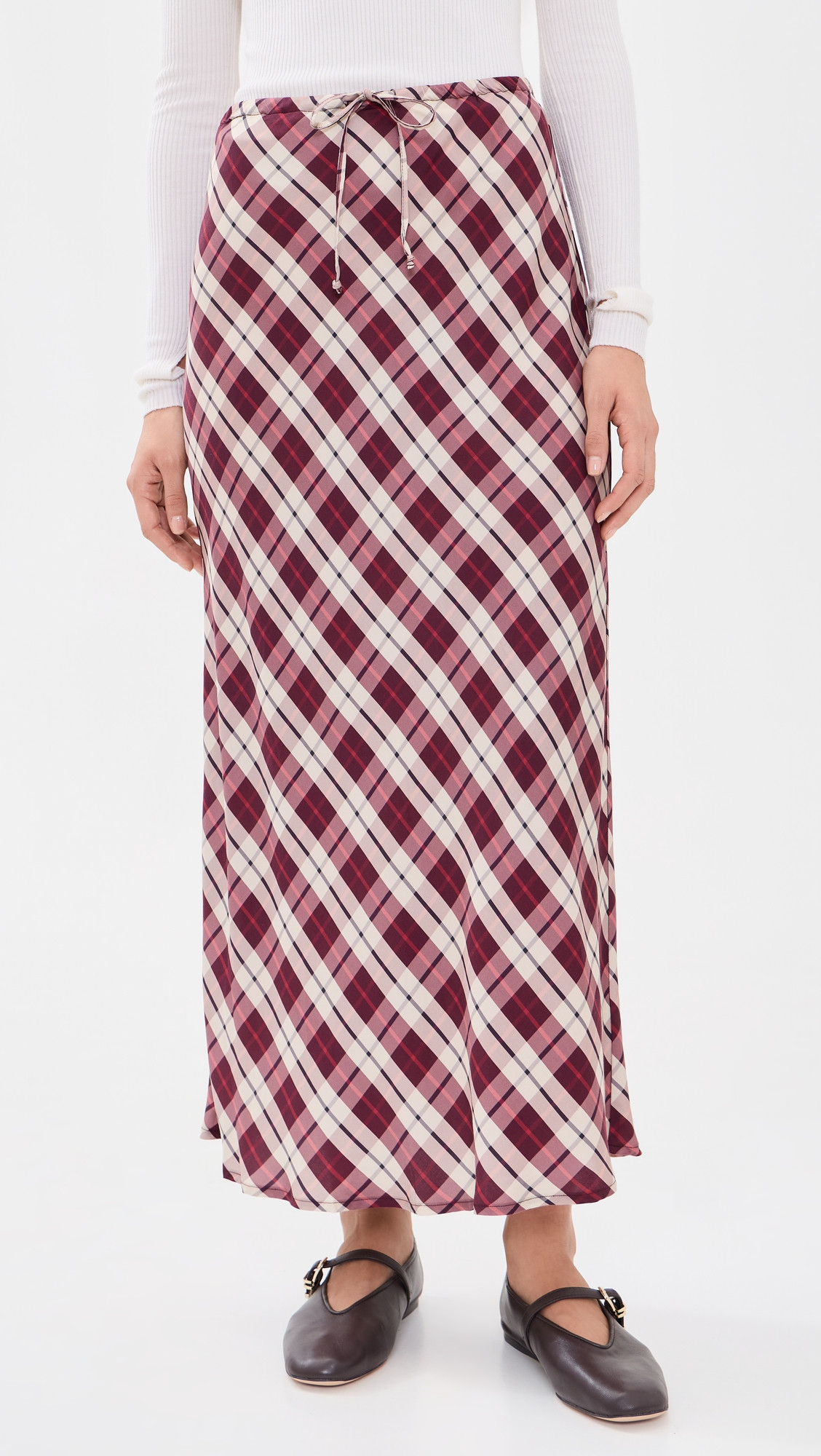 Marine Layer Avery Silky Maxiskirt Warm Plaid XS | Shopbop