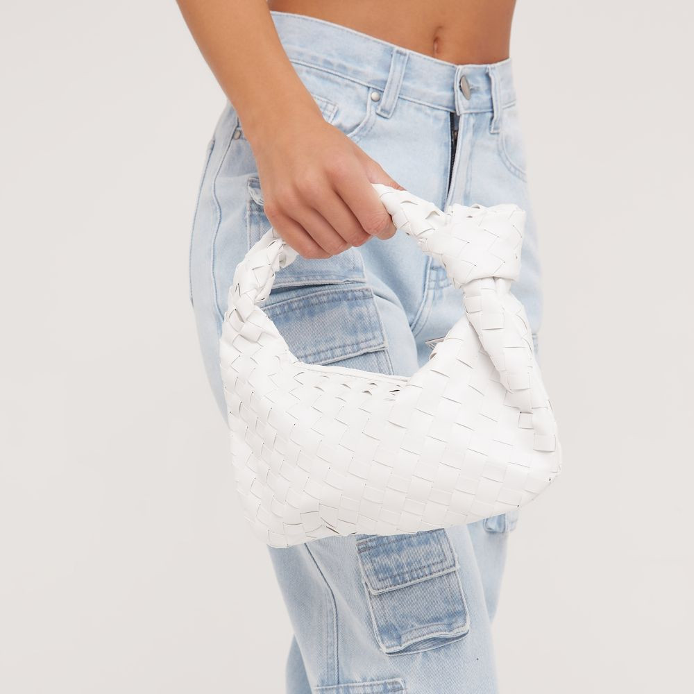 Aitana Woven Knotted Detail Grab Bag In White Faux Leather | EGO (UK)