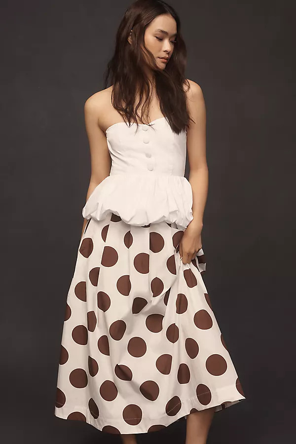 Maeve Cotton Poplin Pleated Midi Skirt | Anthropologie (US)