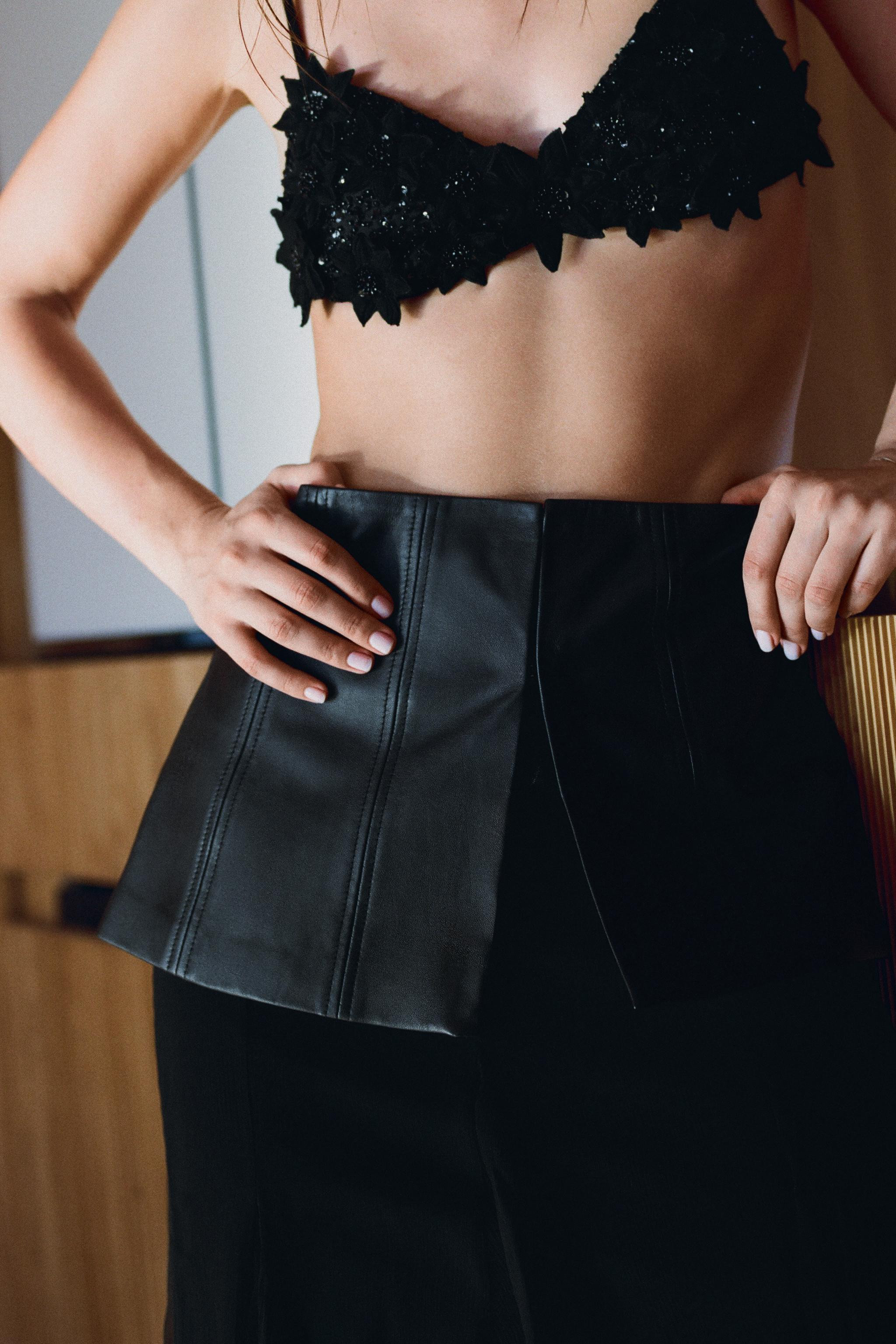 EMBOSSED FLORAL BEADED BRALETTE | Zara US