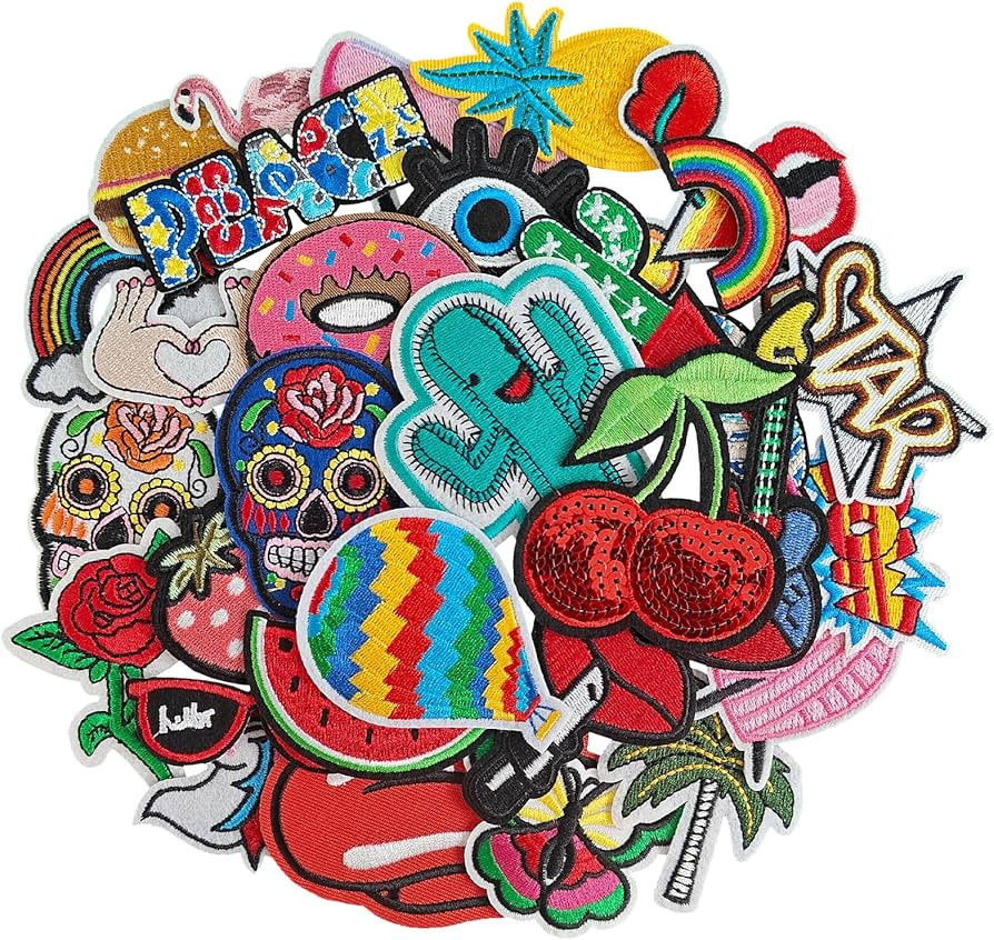32Pcs Funny Iron on Patches, Embroidered Iron on/Sew on Patch for Clothes, Hats, Jackets, Jeans, ... | Amazon (US)