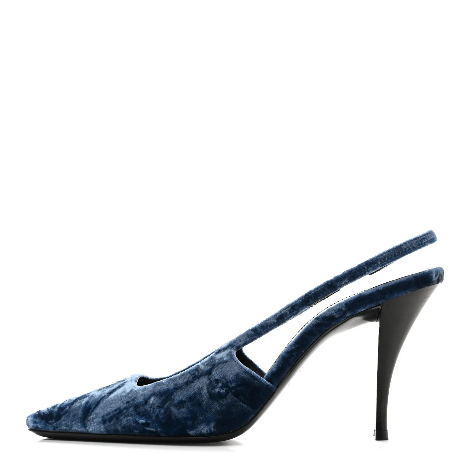 Saint Laurent Velvet Tom 90 Dream Slingback Pumps 37.5 Denim 1860155 | FASHIONPHILE (US)