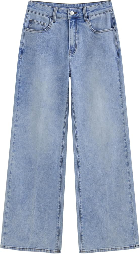 CIDER Women's Middle Waist Straight Leg Jeans Light Wash Denim Casual Going Out Pants | Amazon (US)