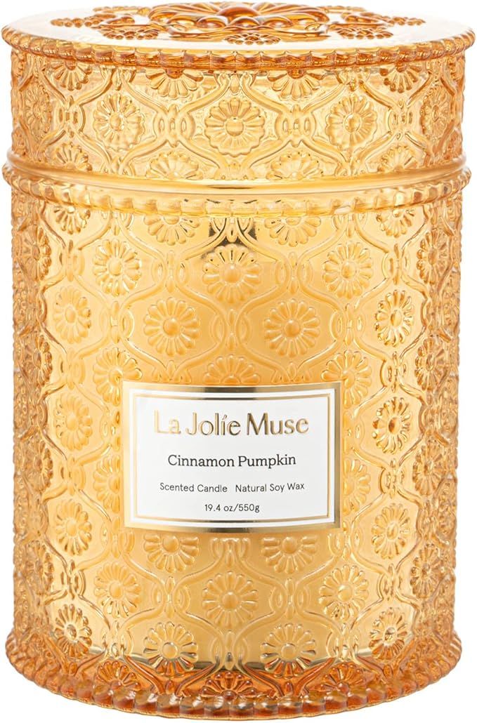 LA JOLIE MUSE Pumpkin Cinnamon Candle, Fall Candles for Home Scented, Natural Soy Candles, Wood W... | Amazon (US)