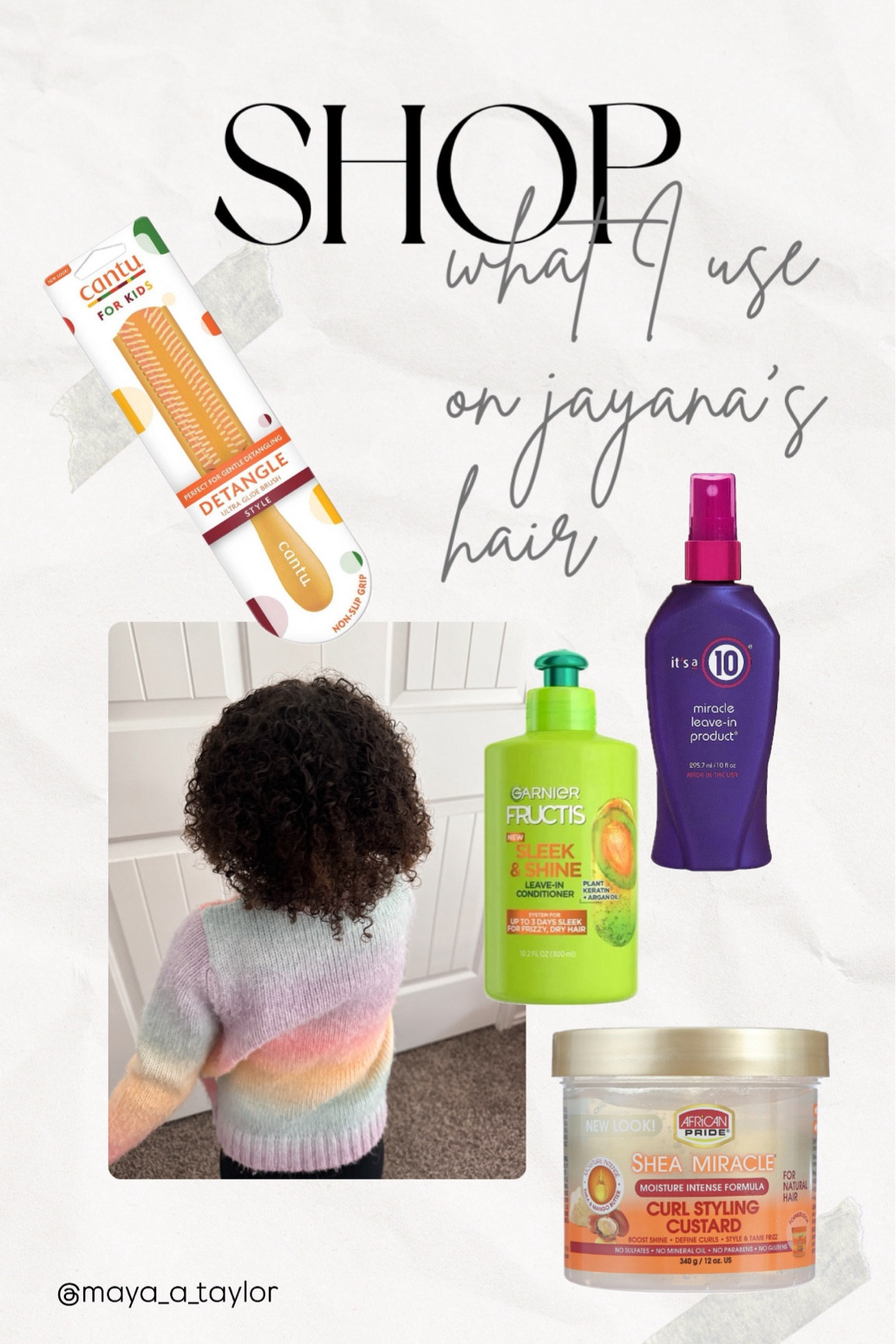 I LOVEEEEEE Jayana’s curls so much 🥹 these are the products I use on her hair to get those perfect curls to shine and come through. 

Her hair gets so tangled and nothing gets tangles out like it’s a 10! I spray it on her hair and brush it out w the Cantu brush. The leave in conditioner softens her hair so much and the jelly locks in those curls

#LTKBeauty #LTKFindsUnder50 #LTKKids