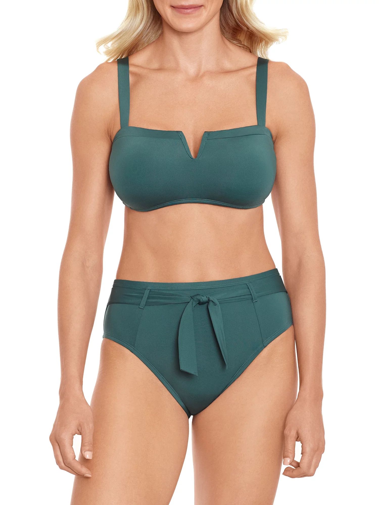 Time and Tru Women's and Women's Plus High Waisted Tie Front Swim Bottom | Walmart (US)