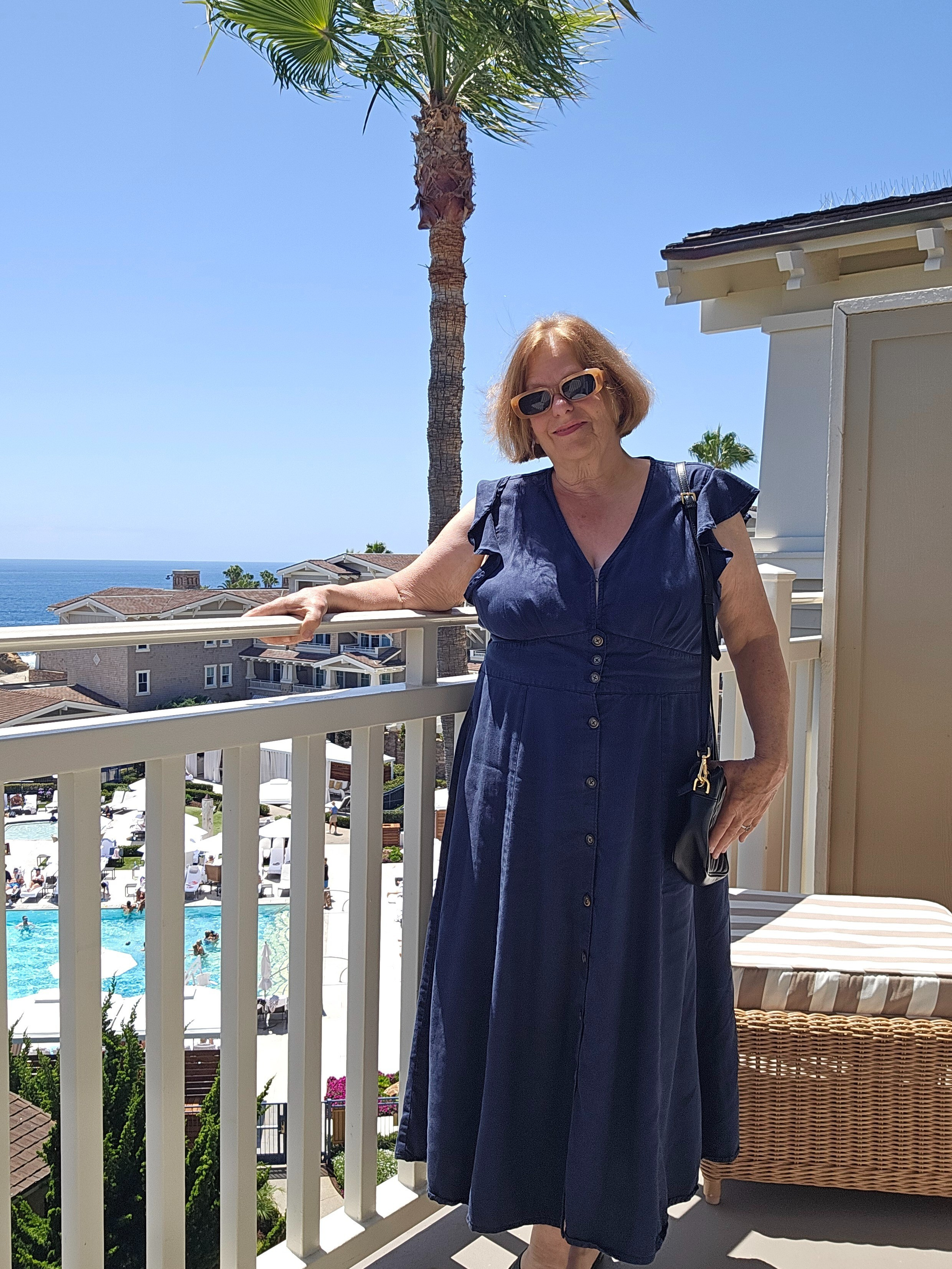 Lounging by the ocean in my @quince vintage tencel midi dress. So comfy!  I'm not skinny. I'm just me at 72. At the  Laguna Montage Hotel. 

#LTKPetite #LTKOver40 #LTKMidsize