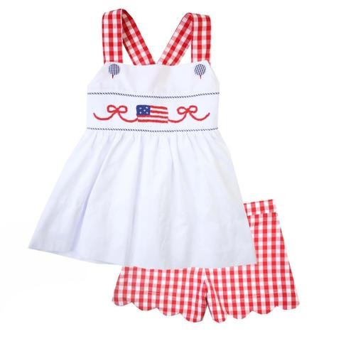 Americana Smocked Flag Swing Top & Shorts Set | The Bella Bean