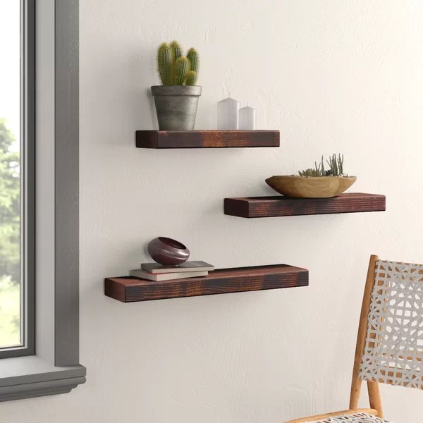 Abarca 3 Piece Pine Solid Wood Floating Shelf | Wayfair North America