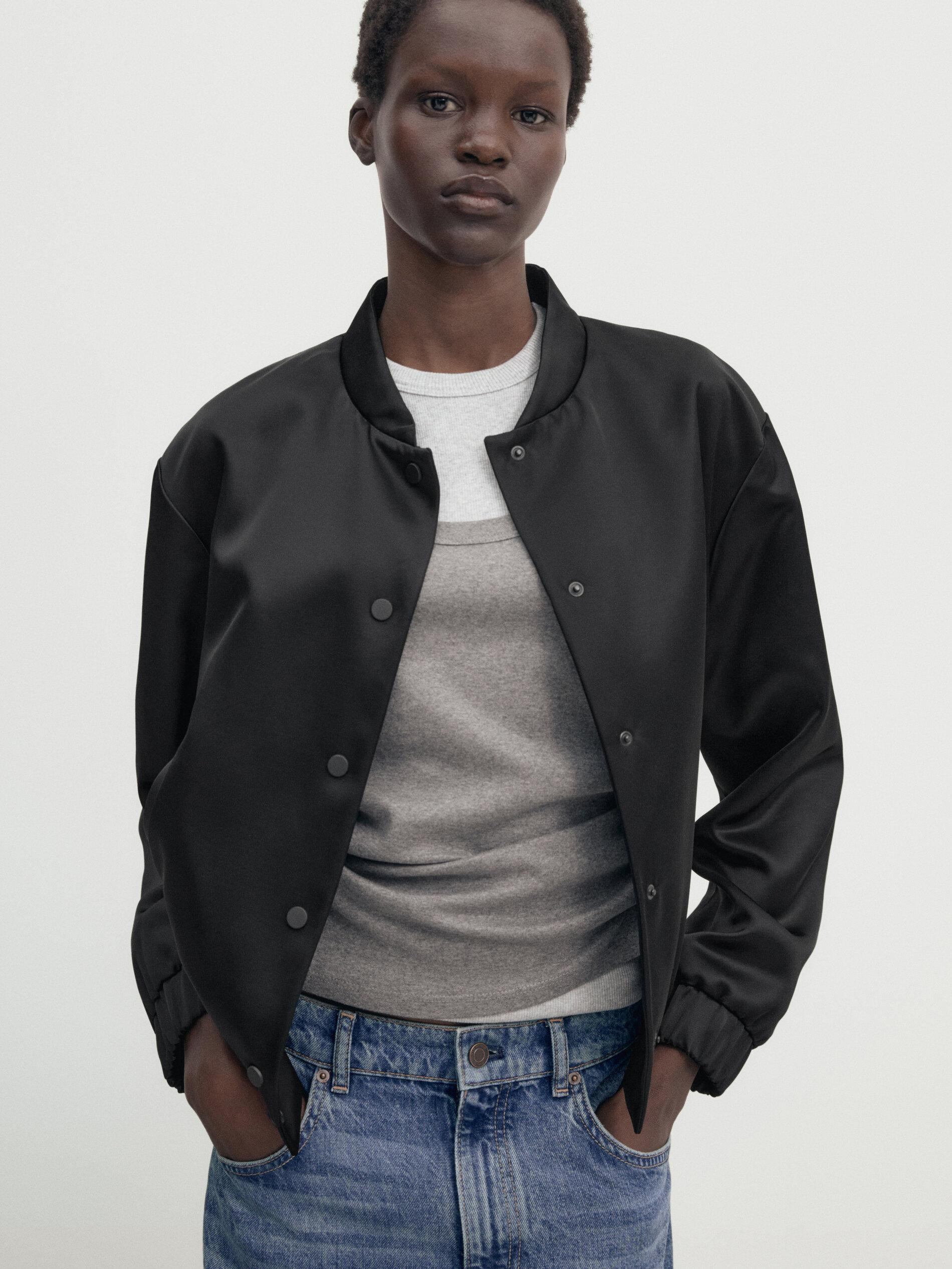 Satin bomber jacket | Massimo Dutti US