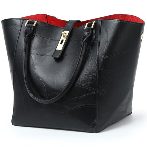 sqlp Large Work Tote Bag for Women Designer Purses and Handbags Big Bucket bags Womens Travel Shoulder Bag Black Patterned | Amazon (US)