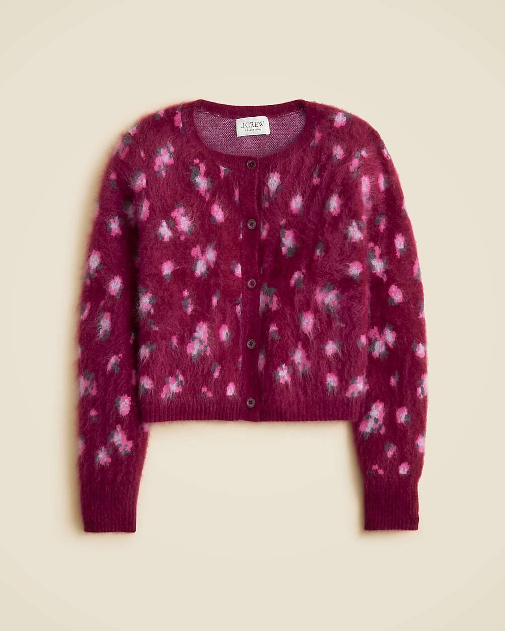 Brushed cashmere cropped cardigan in blurry floral | J. Crew US