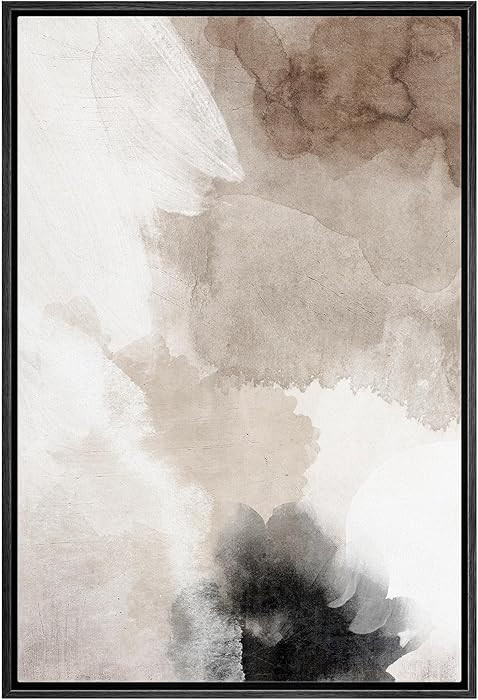 SIGNWIN Framed Canvas Print Wall Art Faded Textured Brown & White Color Blocks Abstract Shapes Il... | Amazon (US)