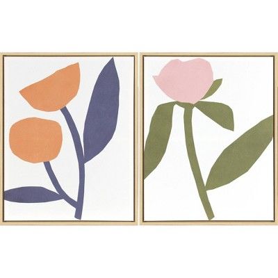 (Set of 2) 24" x 30" Bright Flowers Framed Wall Canvas - Project 62™ | Target
