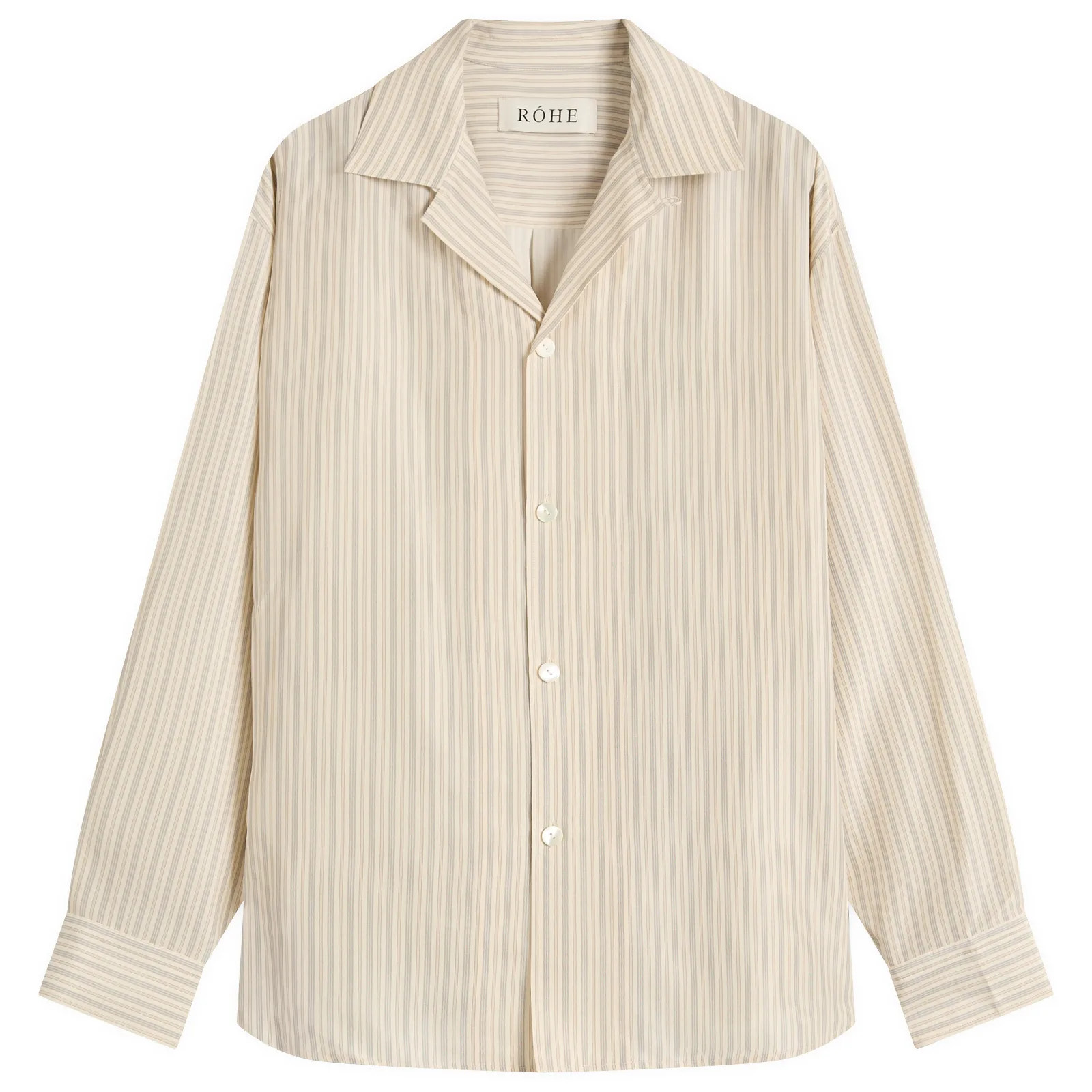 Róhe Men's Stripe Silk Vacation Shirt Cream Heritage Stripe | END. Clothing