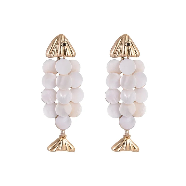 Time and Tru Goldtone Fish with Faux Shell Scales Earring | Walmart (US)