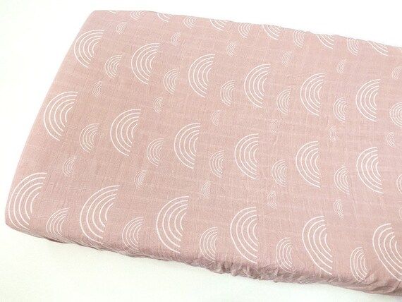 CLOSEOUT Pink Rainbow Fitted Bamboo Muslin Changing Pad | Etsy | Etsy (US)