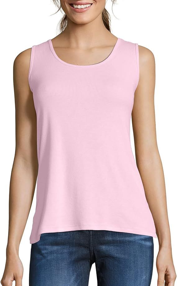 Hanes Women's Shirts, Women’s Mini-Ribbed Cotton Tank Tops, Women’s Sleeveless T-Shirts, Wome... | Amazon (US)