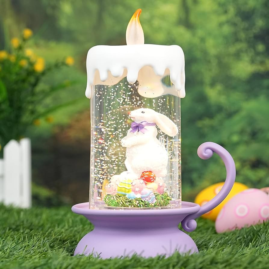 Easter Snow Globe Bunny Lantern with Swirling Glitter, USB & Battery Operated Easter Decorations ... | Amazon (US)