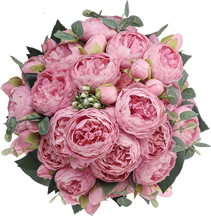 CRUGLA 4 Packs Pink Peonies Artificial Flowers Bulk, Small Silk Faux Fake Peony Flower for Home W... | Amazon (US)