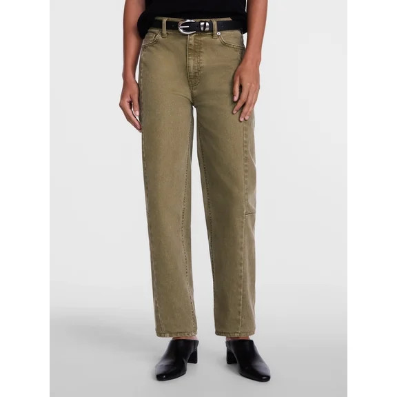 Scenario Women's and Women's Plus High Rise Barrel Jeans, 26", 28" Inseam, Sizes 0-28W | Walmart (US)