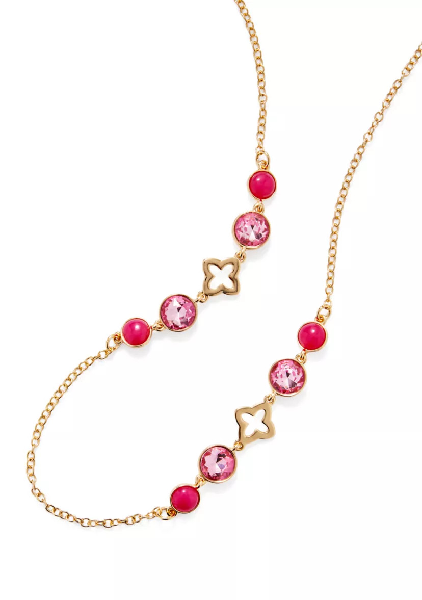 Crystal Long Station Necklace | Belk