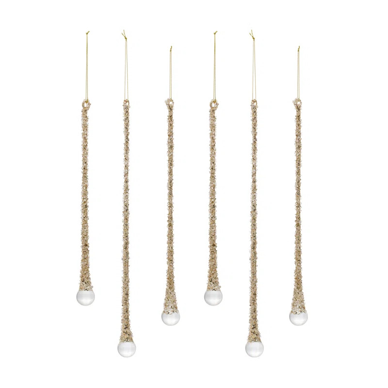 6 Piece Icicle Drop Glass Hanging Figurine Ornament Set | Wayfair North America