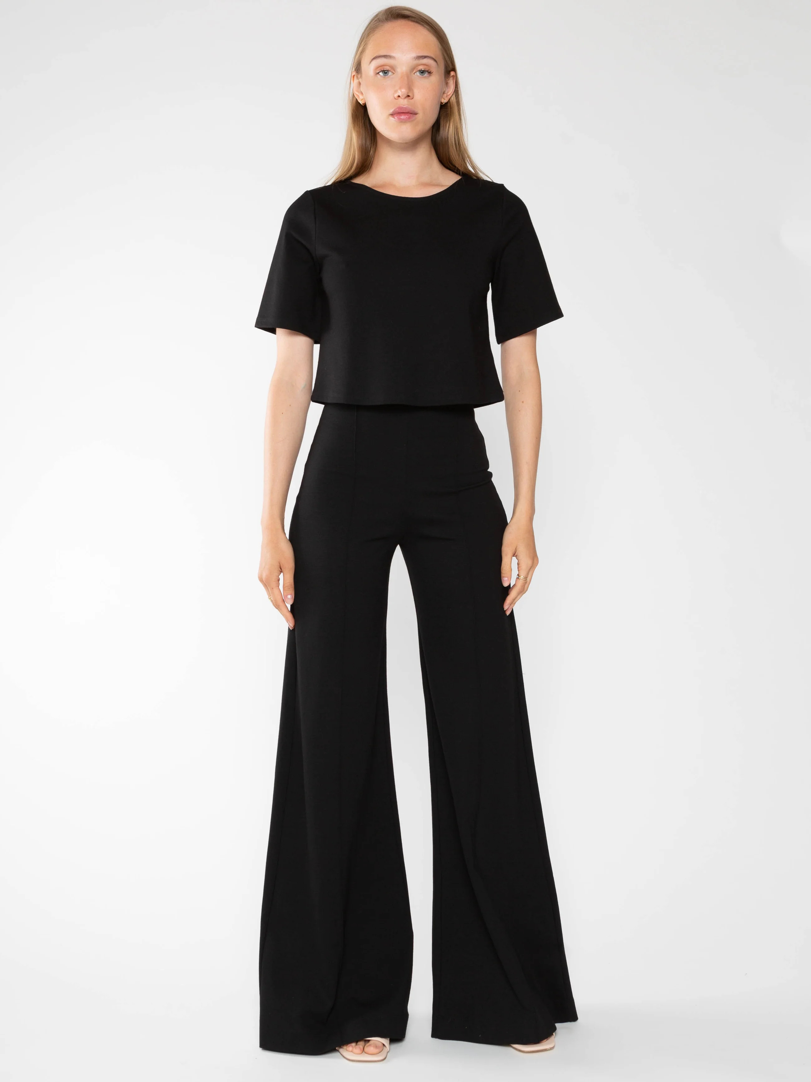 Ripley Rader Black Ponte Knit Wide Leg Pant | House of 29