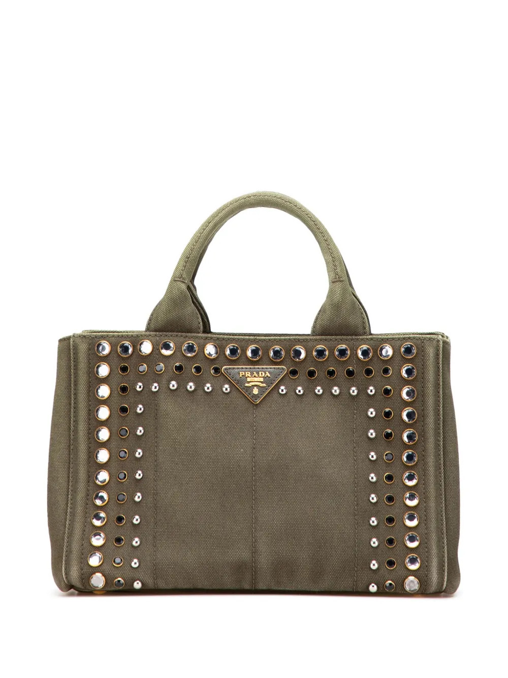 Prada Pre-Owned 2013-2025 Small Canvas Canapa Bijoux Satchel | Green | FARFETCH | Farfetch Global