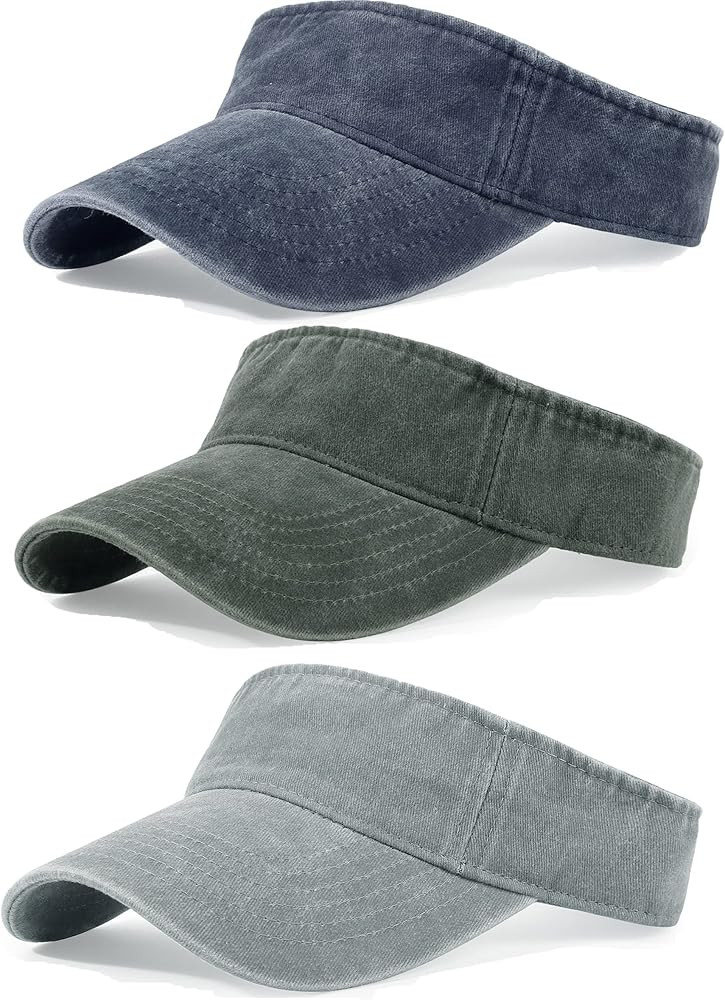 3 Pack Sun Visors for Women Men Cooling Lightweight Sports Sun Hats Adjustable Twill Cotton Run V... | Amazon (US)