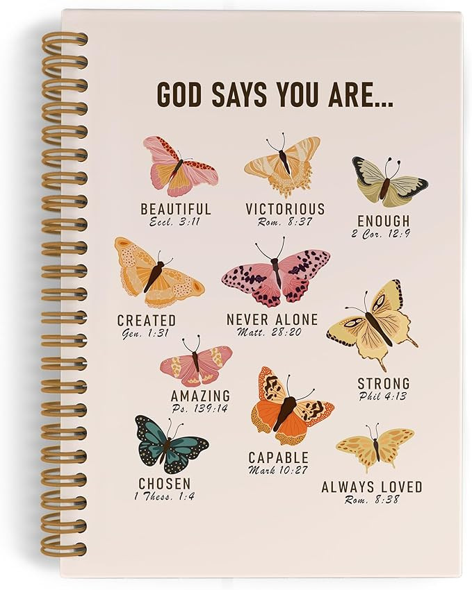 God Says You Are Beautiful Spiral Notebook, Butterfly Notebook Christian Journal, Lined Journal C... | Amazon (US)