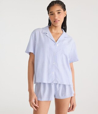 Short Sleeve Vertical Stripe Sleep Shirt | Aeropostale